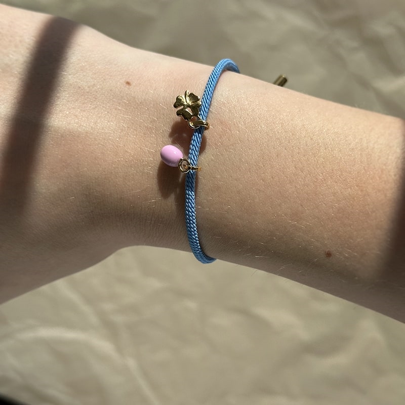 Enamel Color Cord armbånd i forgyldt sølv i lys blå 3